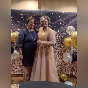 Beautiful rose gold ballroom gown worn once